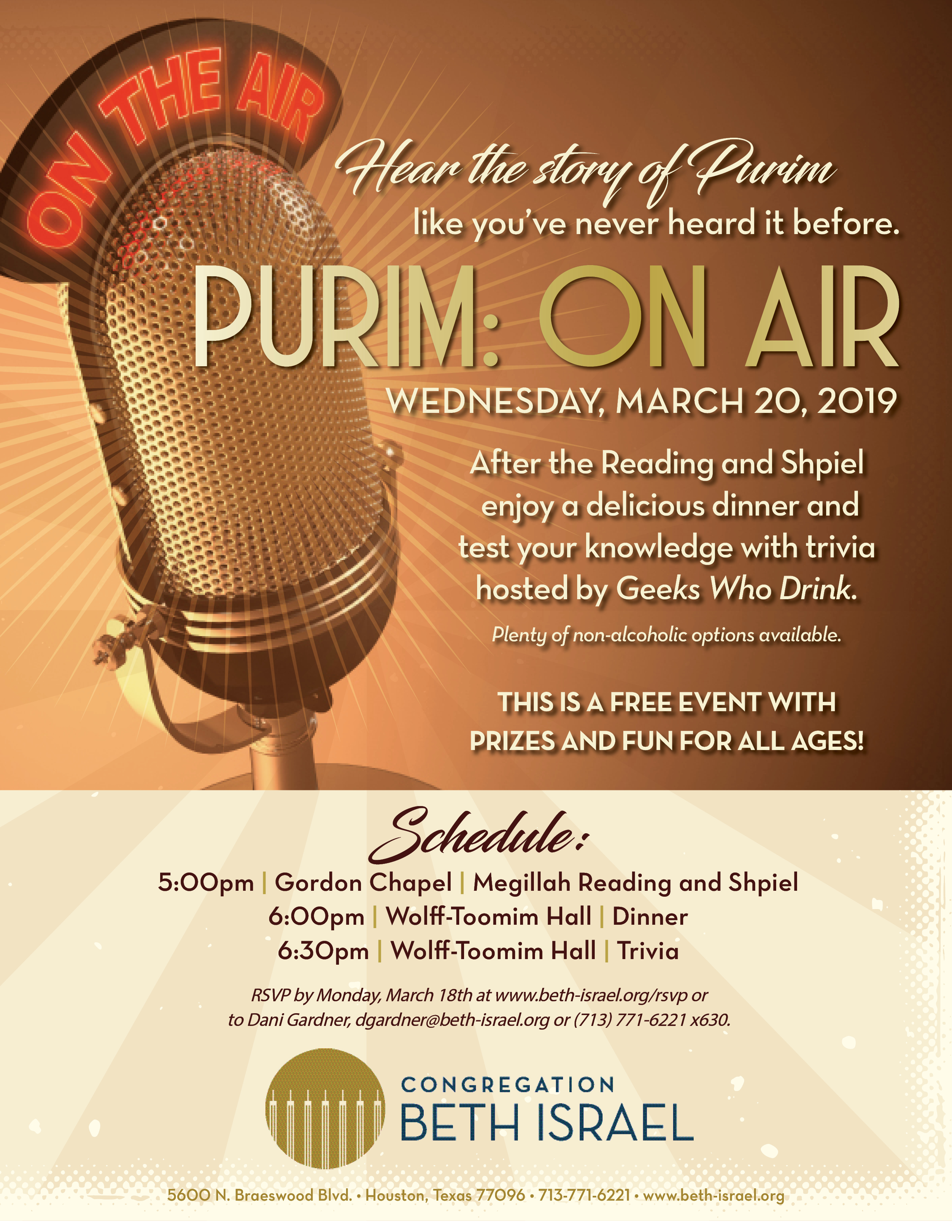 Purim Megillah Reading & Shpiel, Dinner, & Trivia 3