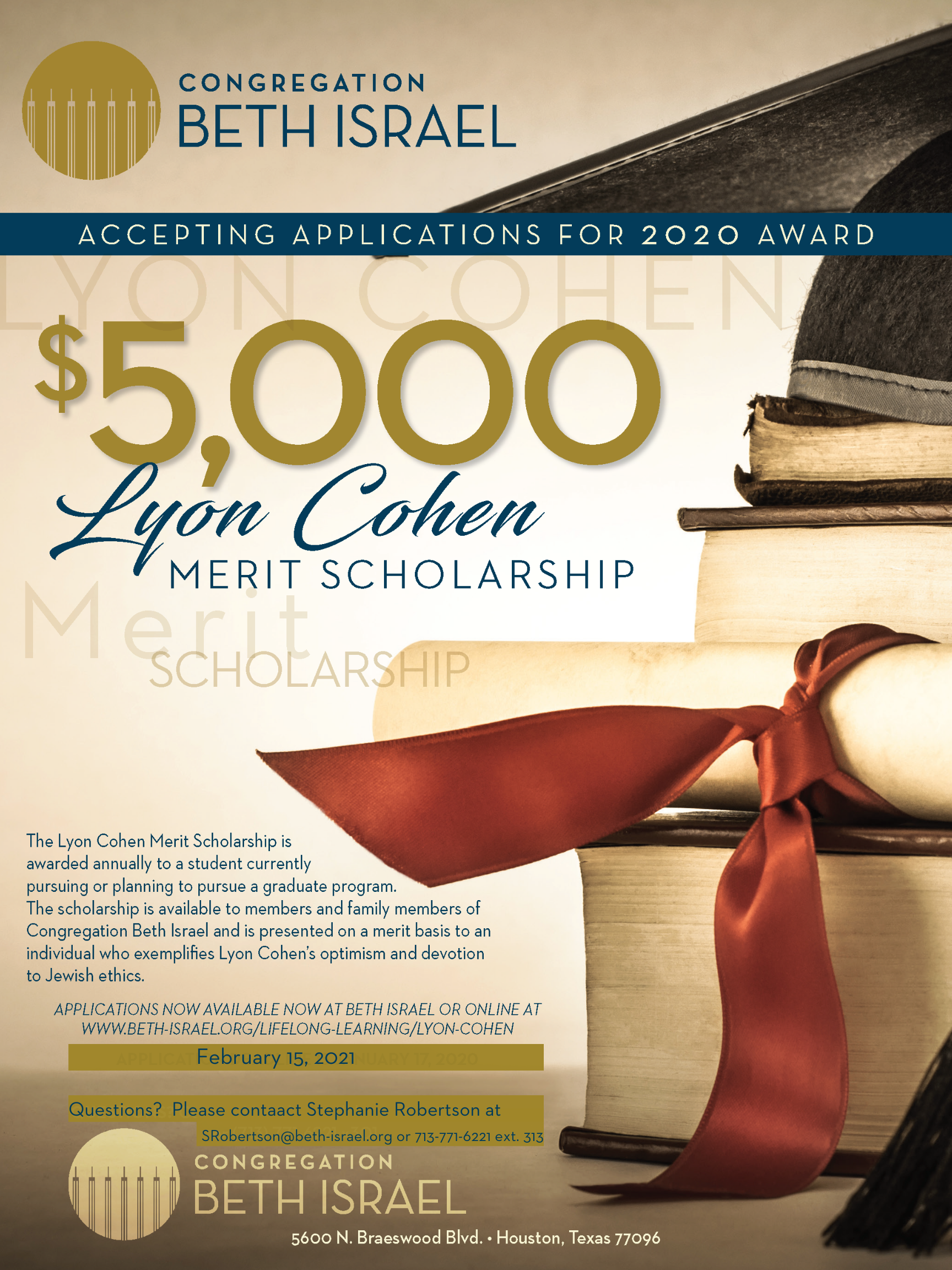 Lyon Cohen Scholarship Flier Lyon Cohen Scholarship History 1